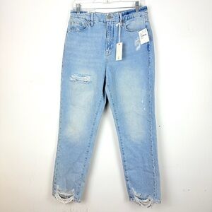 Good American Distressed Skinny Jeans 6/28 Light Wash High Rise Denim